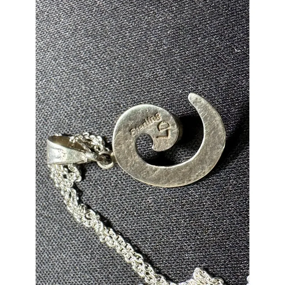 Navajo 925 Sterling Lowell Draper Spiral Wave Cabochon Malachite 19in Necklace